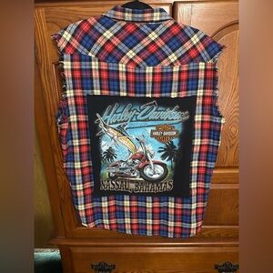 Harley-Davidson upcycled Men's Plaid Sleeveless Shirt